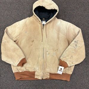 Carhartt Tan Hooded Work Jacket Size 2XL